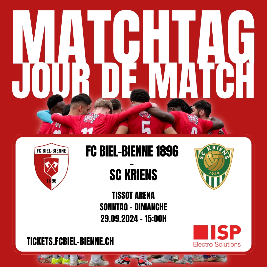 Une cordiale bienvenue au SC Kriens et à ses supportrices et supporters