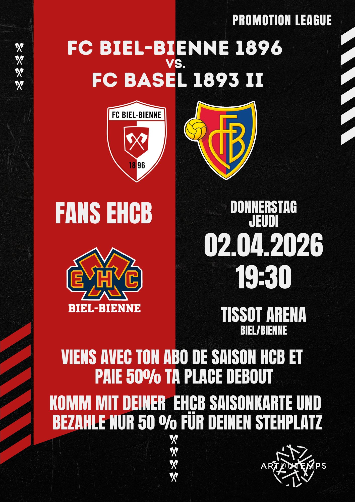 50 % Rabatt auf Stehplätze für Fans des EHC Biel